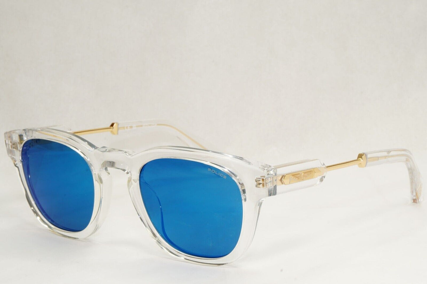 Police Sunglasses Transparent Blue Mirror Gold Thick SPL F70 Prince 1 COL 880D
