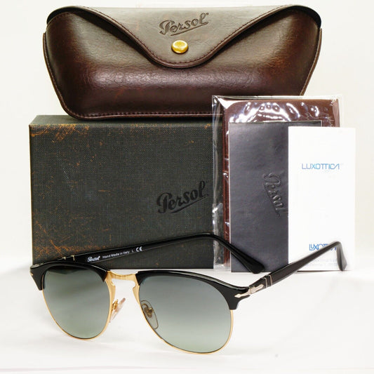 Persol Sunglasses 2015 Black Grey Gradient Pilot Vintage 8649-S 95/71 53mm
