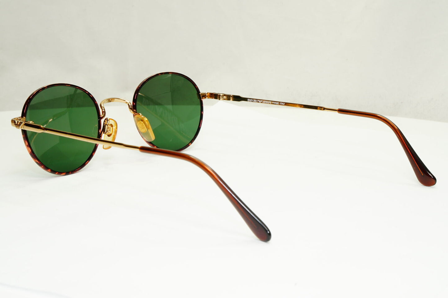 Emporio Armani Sunglasses 1997 Vintage Round Small Gold Green Eagle 008-S 721
