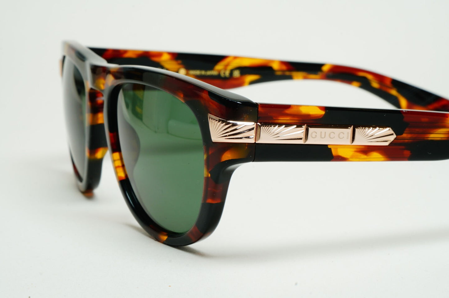 Gucci Sunglasses 2023 Brown Tortoise Green Square GG1519O 002 51mm 100325