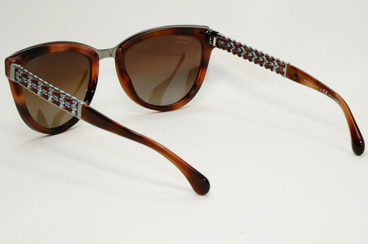 Chanel Sunglasses Polarized Brown Gradient Silver Leather Chain 5361-Q c.1575/S9