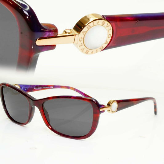Bvlgari Pearl Gold Burgundy Sunglasses Bordo Rectangle Womens 4075 5270 30410