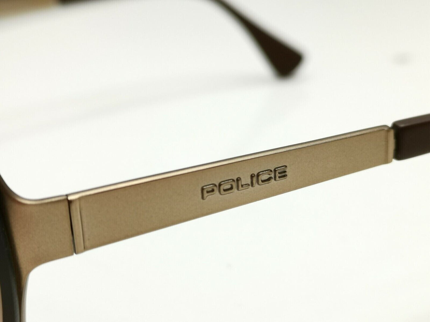 Authentic POLICE Mens Sunglasses Designer Brown Gold Shield Ski S8827 COL 08L7