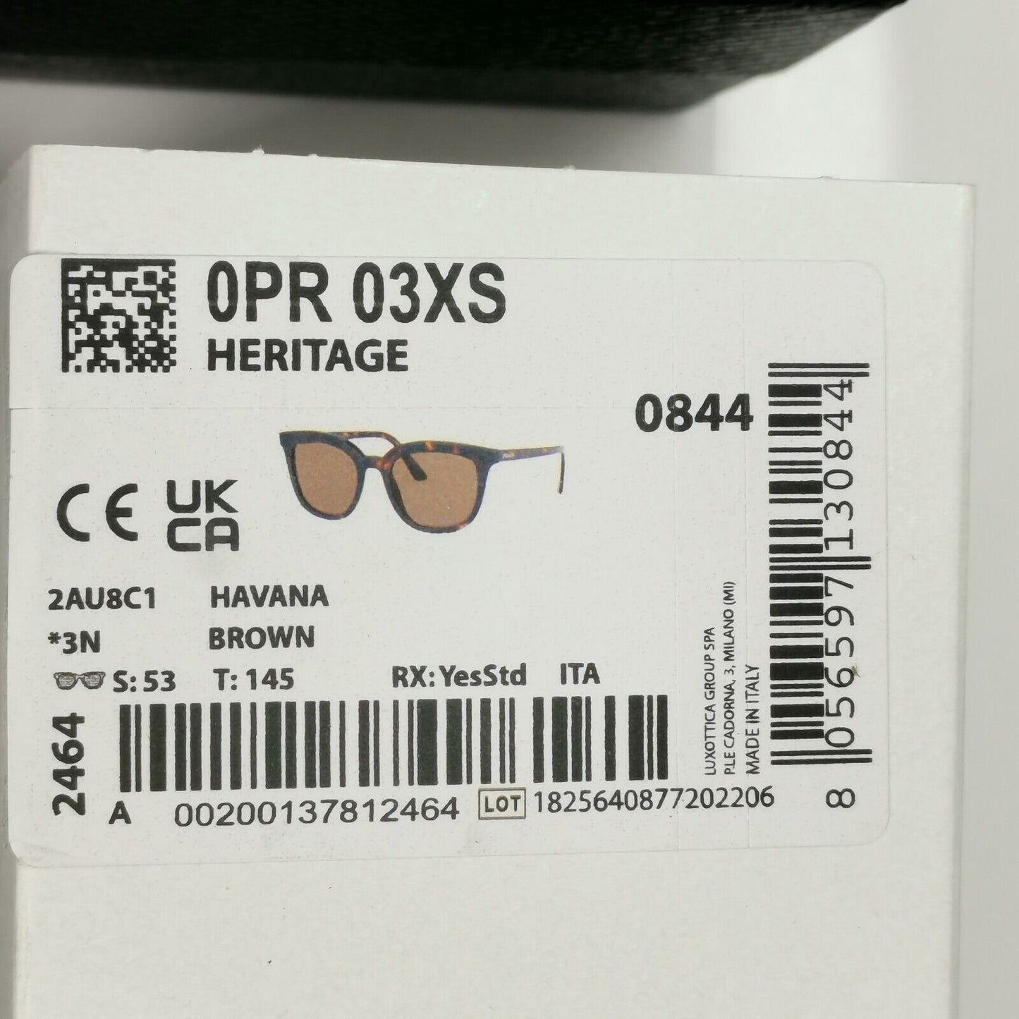 Prada Sunglasses Brown Tortoiseshell Square PR03XS SPR 03X 2AU-8C1 53mm