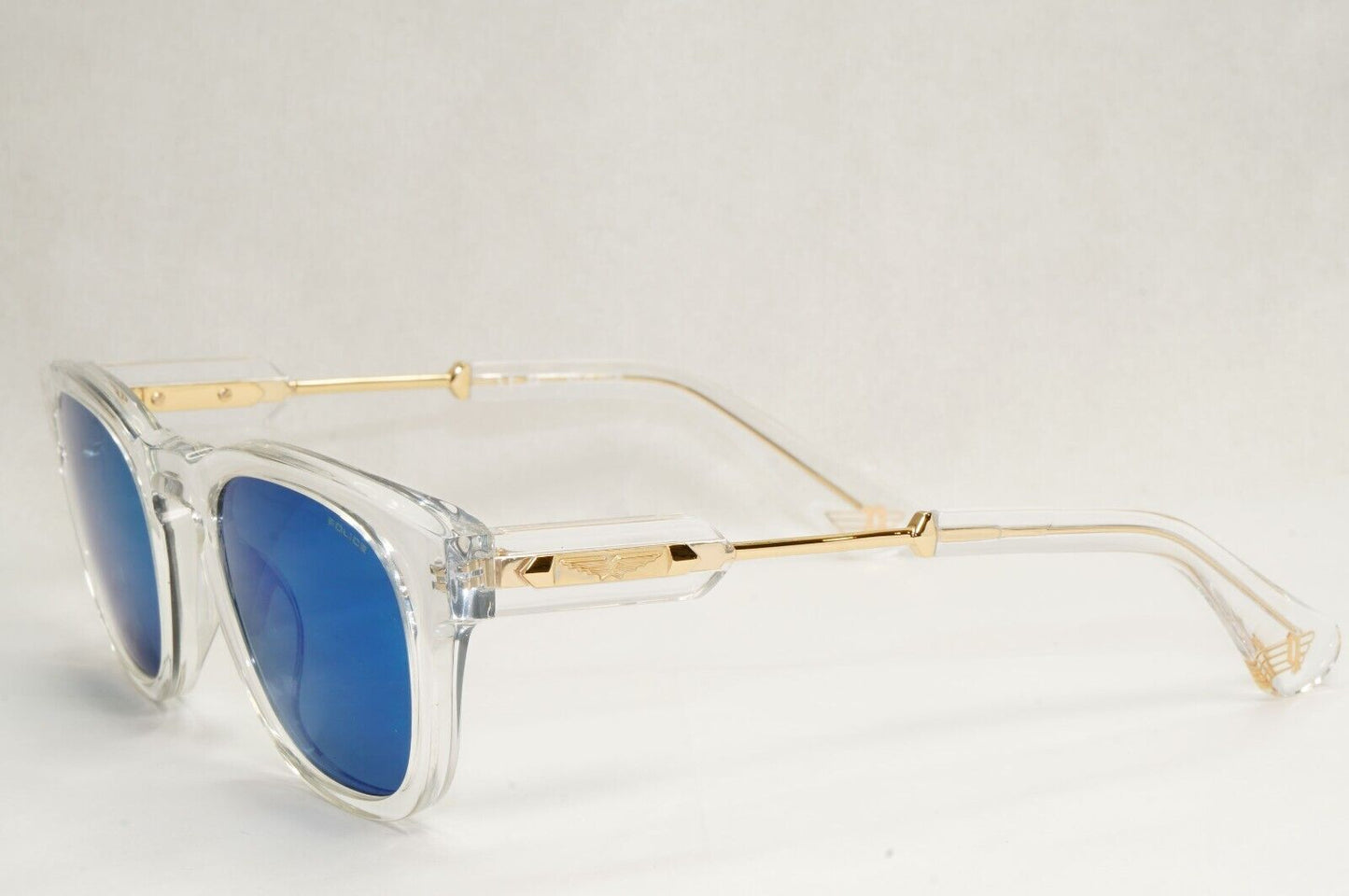 Police Sunglasses Transparent Blue Mirror Gold Thick SPL F70 Prince 1 COL 880D