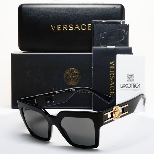 Versace Sunglasses Black Square Butterfly Grey Gold Medusa MOD VE 4458 GB1/87