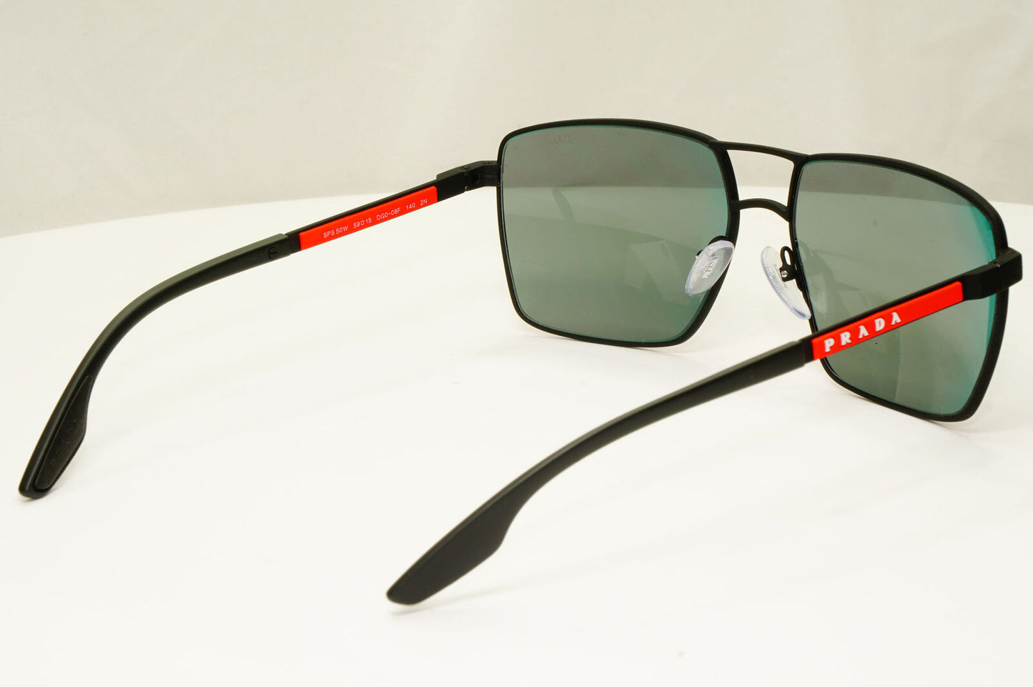 Prada Black Mirror Chameleon Sunglasses Square Red Blue SPS 50W PS50WS DG0-08F
