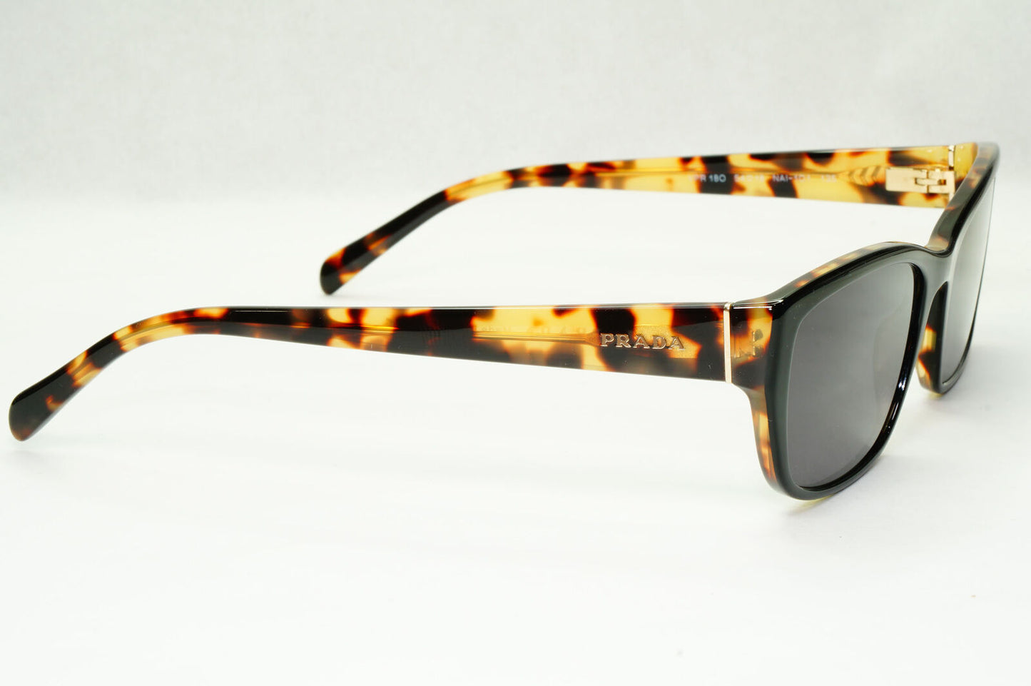 Prada Sunglasses Black Rectangle Brown Tortoise PR18OV VPR 18O NAI-1O1 54mm
