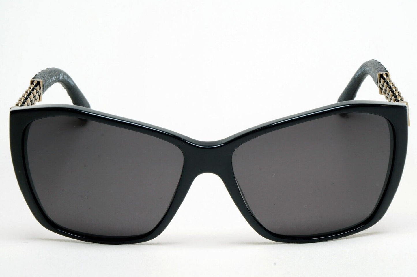 Chanel Sunglasses Grey Black Leather Square 5327-Q c.501/S8 59mm 241124