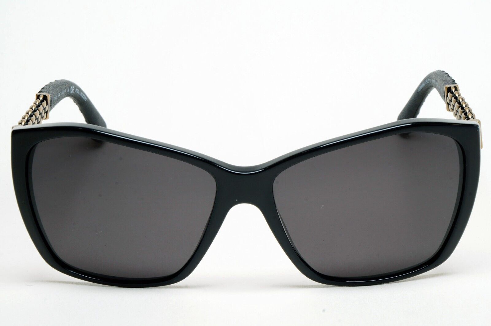 Chanel Sunglasses Grey Black Leather Square 5327-Q c.501/S8 59mm 241124