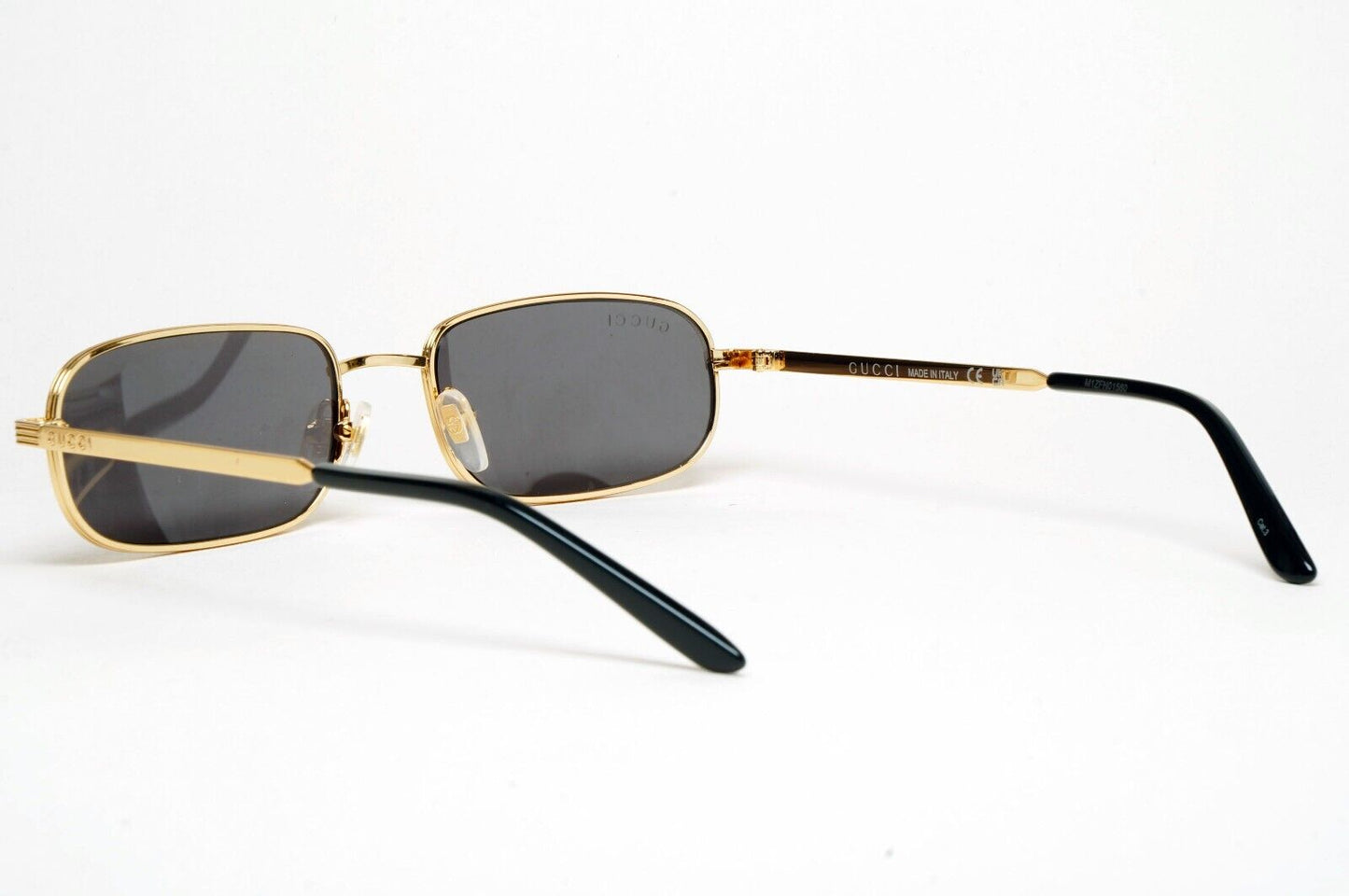 Gucci Sunglasses 2023 Gold Black Rectangle Metal Slim GG1457S 001 57mm 170125