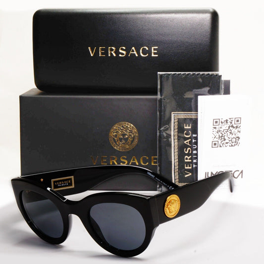 Versace Sunglasses Black Gold Medusa Tribute Edition Grey MOD VE 4353 GB1/87