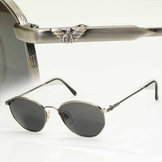 Emporio Armani Sunglasses 1997 Vintage Grey Gunmetal Black Round 031 915 48mm