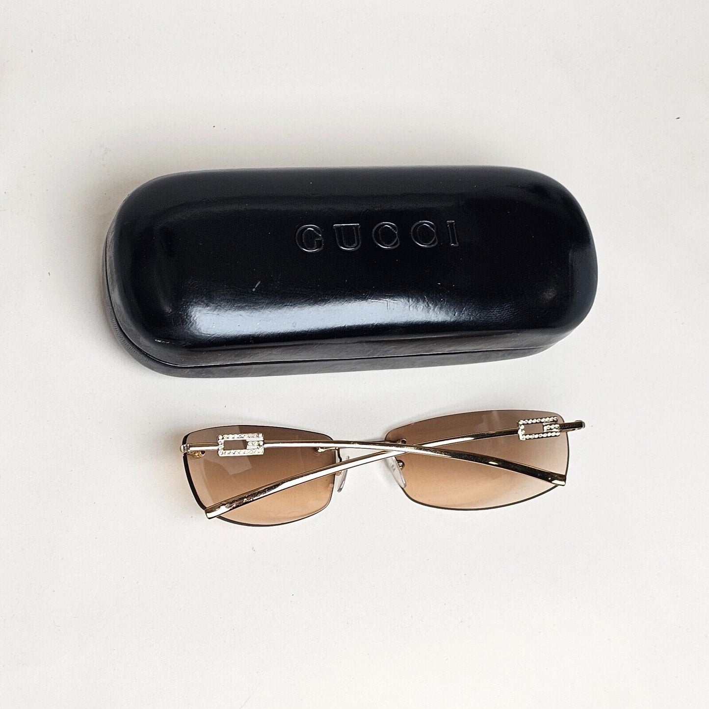 Gucci Sunglasses 1997 Vintage Gold Rimless GG 1784/STRASS 577AK 60mm 100225