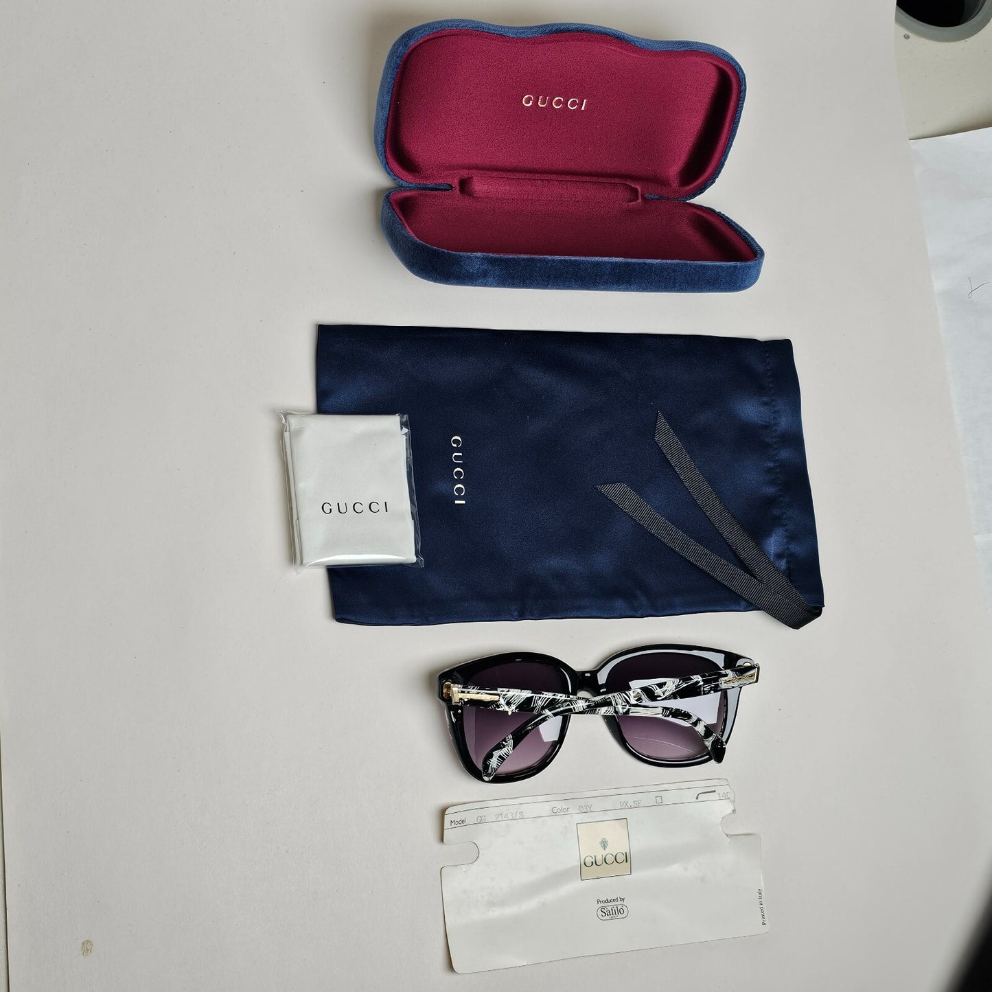 Gucci Sunglasses 1993 Vintage Marble Black White Grey GG 2142/S 91A 200225