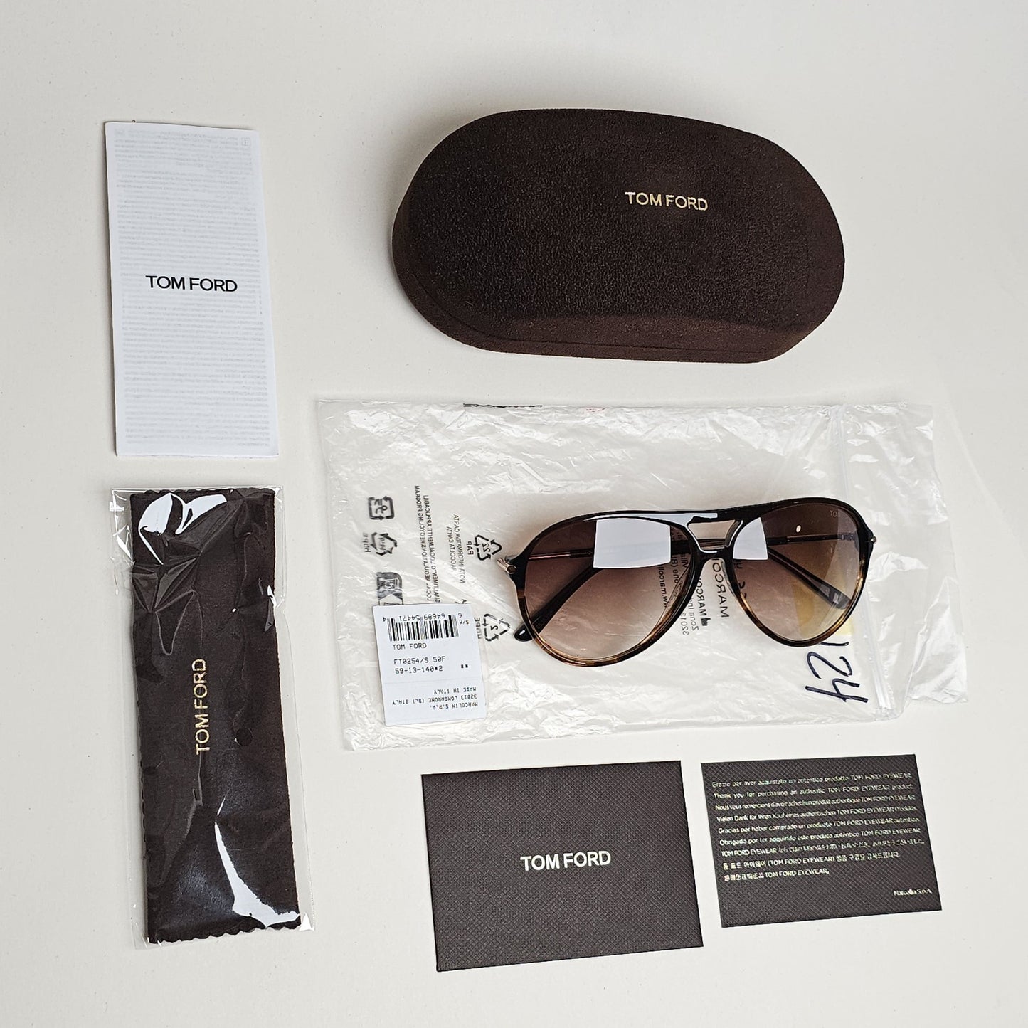 Tom Ford Sunglasses Matteo Gold Brown Gradient Pilot FT0254 TF 254 50F