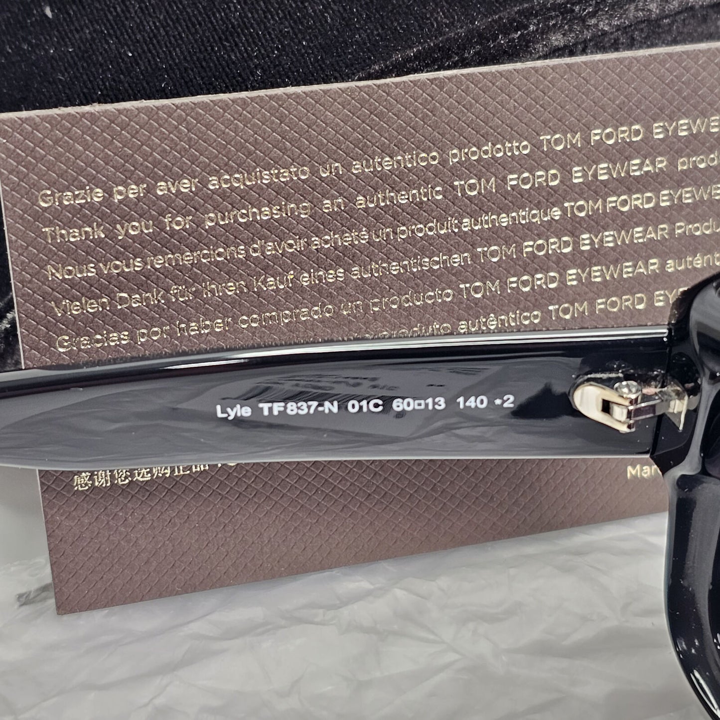 Tom Ford Sunglasses Black Lyle Grey Square Large FT0837 TF 837-N 01C 60mm