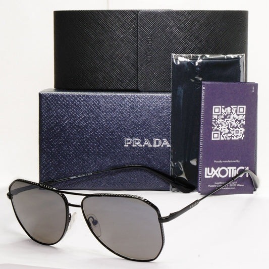 Prada Sunglasses Black Glass Lens Grey Pilot Metal Square PR63XS SPR 63X 1AB-731