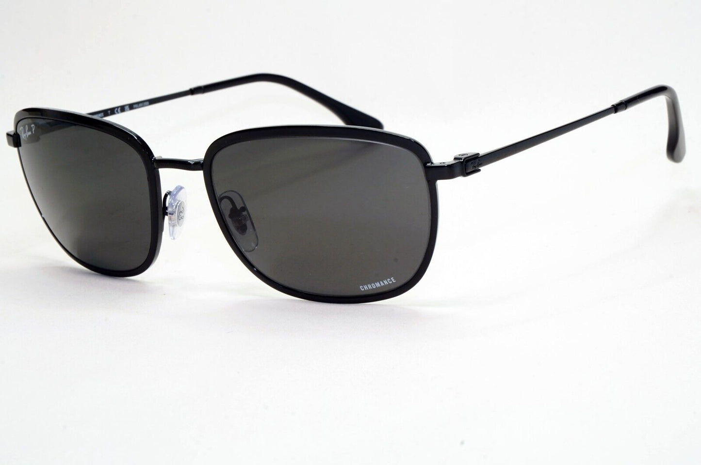 Ray-Ban Sunglasses Polarized Chromance Black Metal Wrap RB 3705 002/K8 57mm