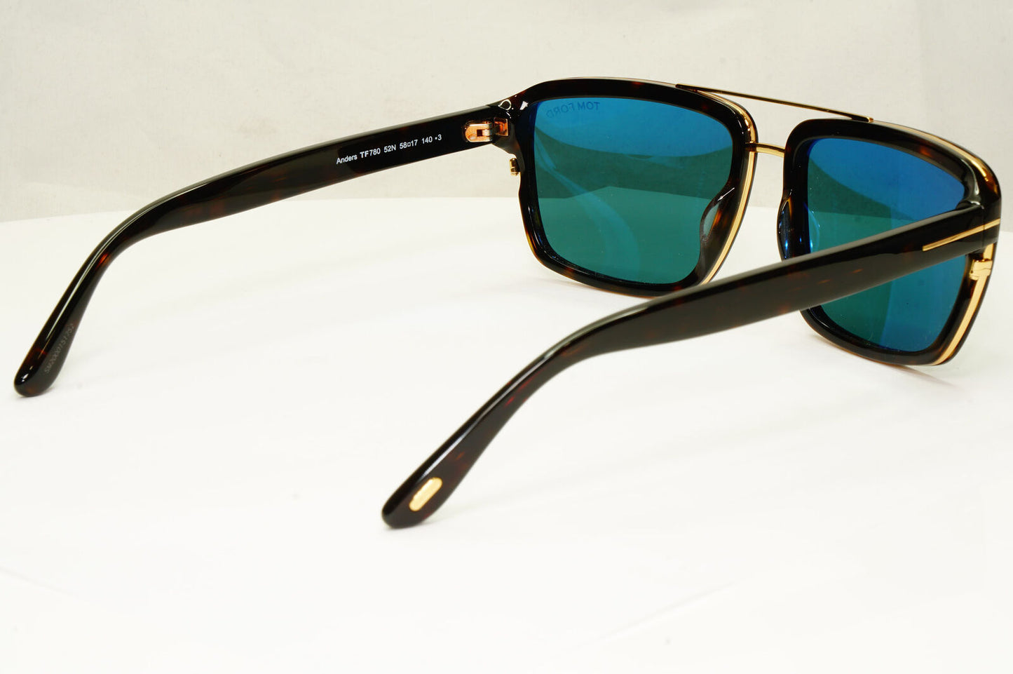 Authentic Tom Ford Mens Gold Square Brown Green Sunglasses Anders TF 780 52N