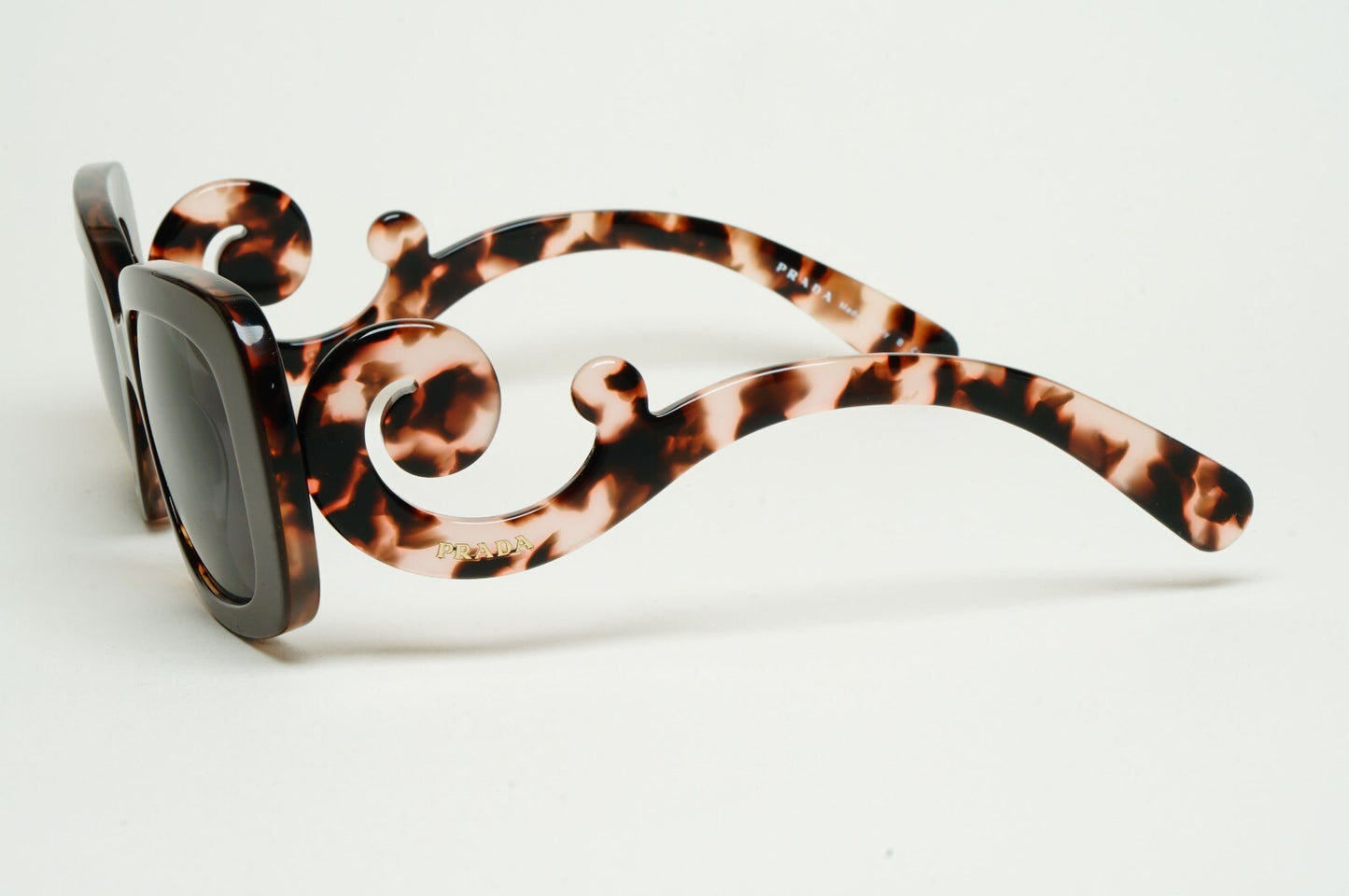 Prada Sunglasses Baroque Swirl Square Black Brown PR27OS SPR 27O ROL-0A6 140325