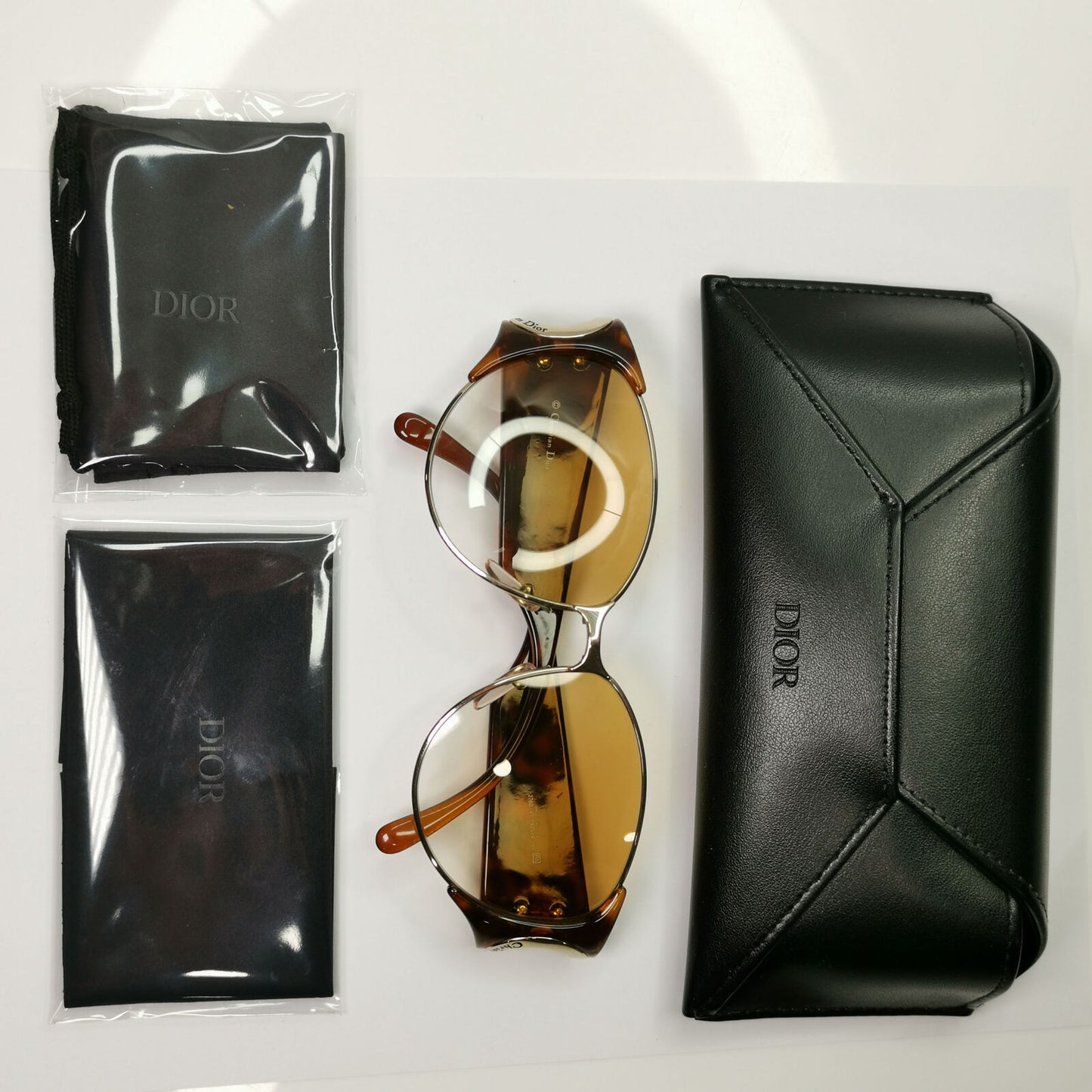 Dior 1990s Vintage Sunglasses Large Austria Gold Brown Oversized 2760 41 37486