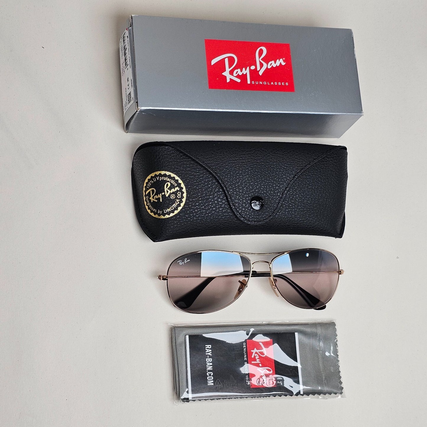 Ray-Ban Sunglasses Cockpit Gold Arista Gradient Pilot RB 3362 001/GE 59mm