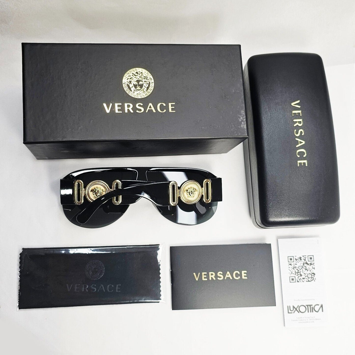 Versace Sunglasses Black Gold Shield Pilot Medusa Biggie MOD VE 4391 GB1/87