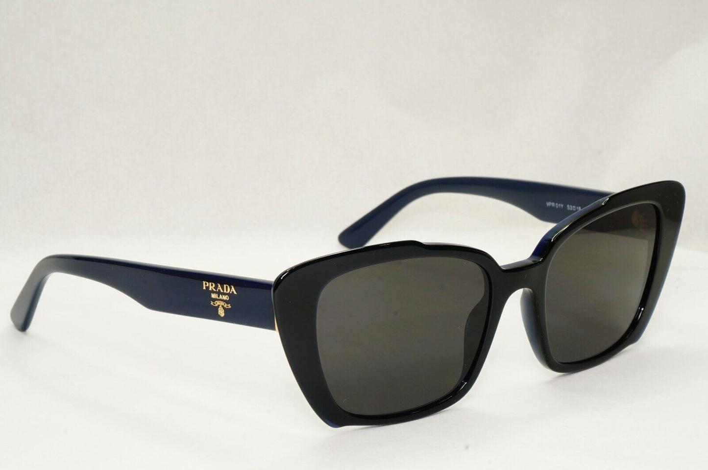 Prada Sunglasses Black Blue Square Fashion PR01YV VPR 01Y 08V-1O1 53mm