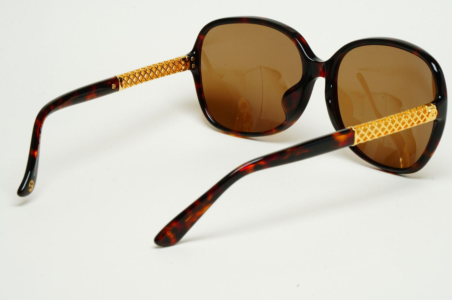 Gucci Sunglasses 2007 Vintage 24k Gold Plated Brown Square GG 3707/F/S 2ZXHA