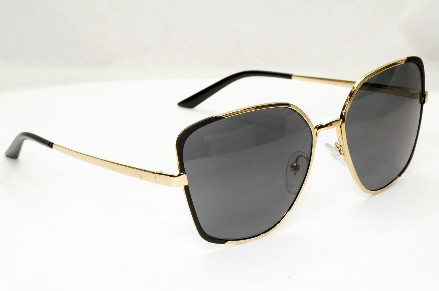 Prada Sunglasses Polarized Black Grey Gold Square PR60XS SPR 60X QE3-5Z1