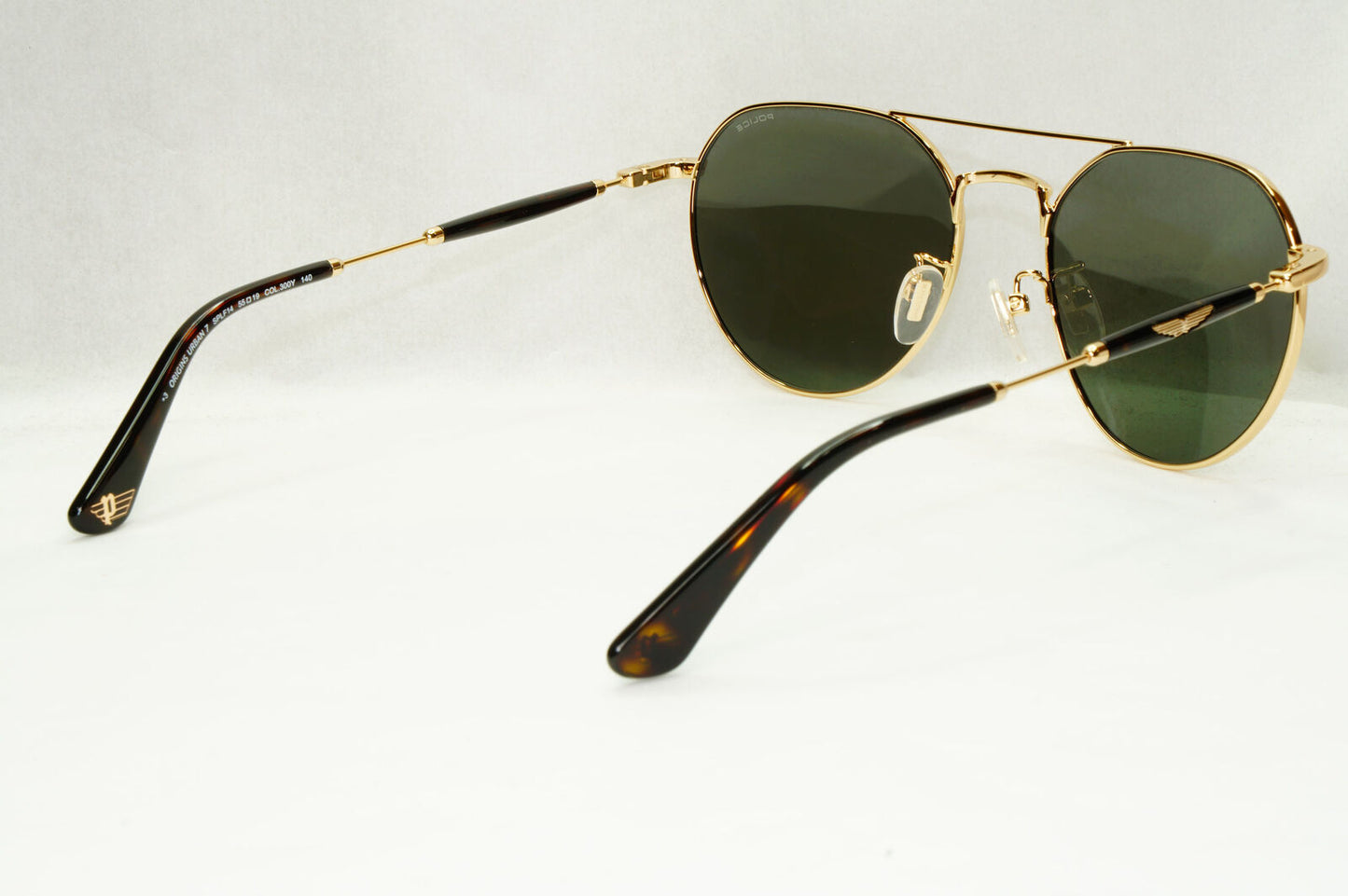 Police Sunglasses Round Pilot Metal Gold Green SPL F14 Urban 7 COL 300Y