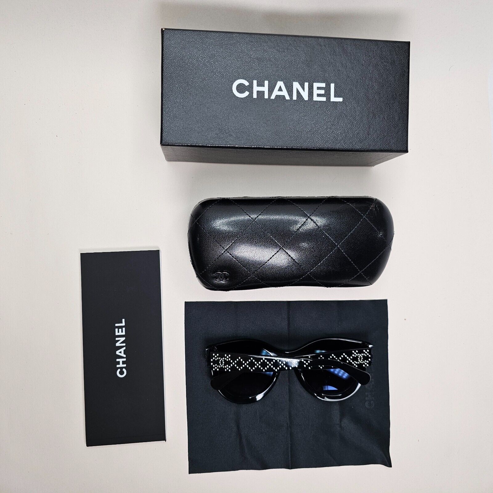 Chanel Sunglasses Black Diamante Rhinestone Square Large 5420-B c.501/S6 51mm