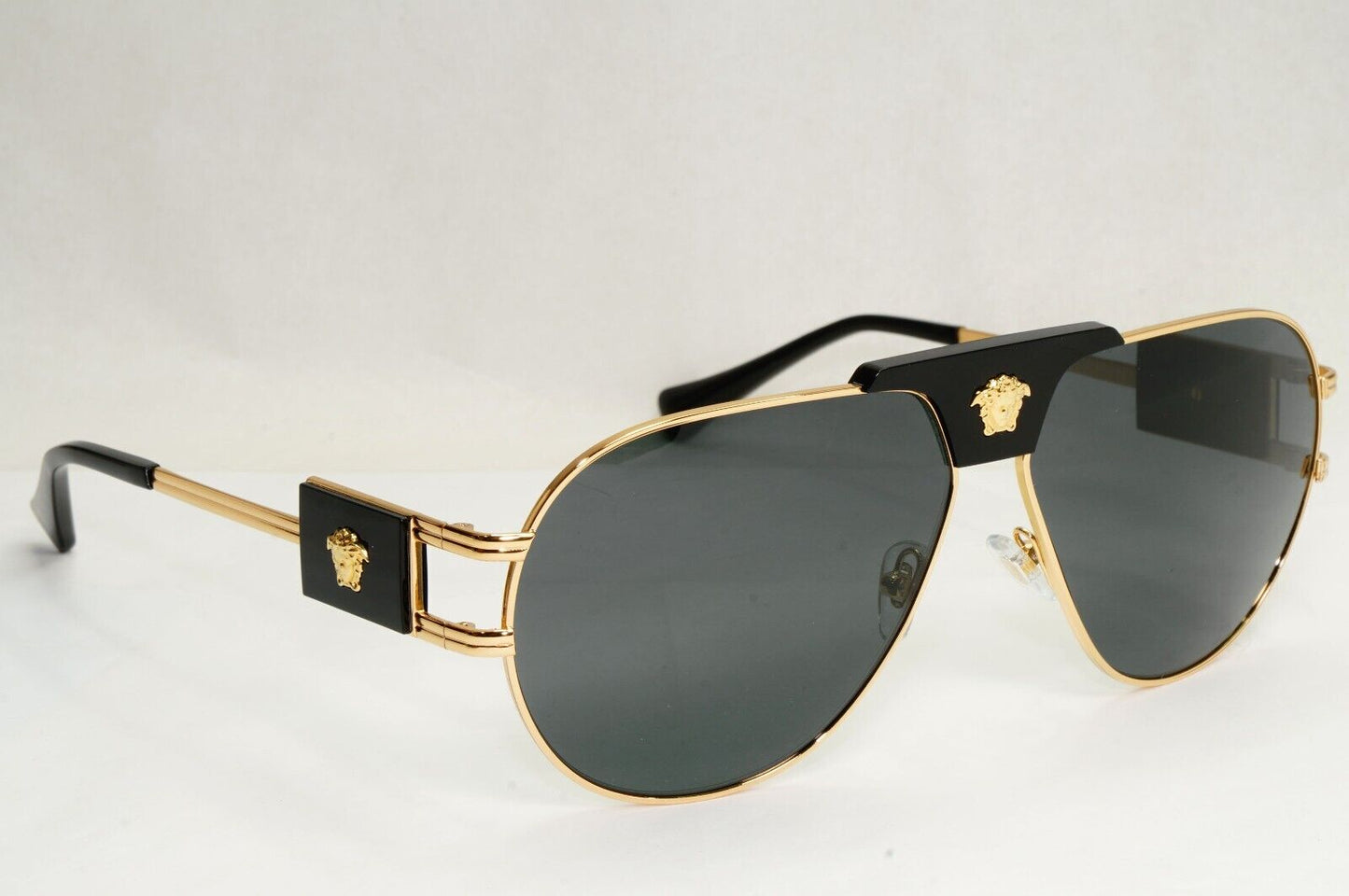 Versace Sunglasses Gold Black Grey Metal Pilot MOD VE 2252 1002/87 63mm