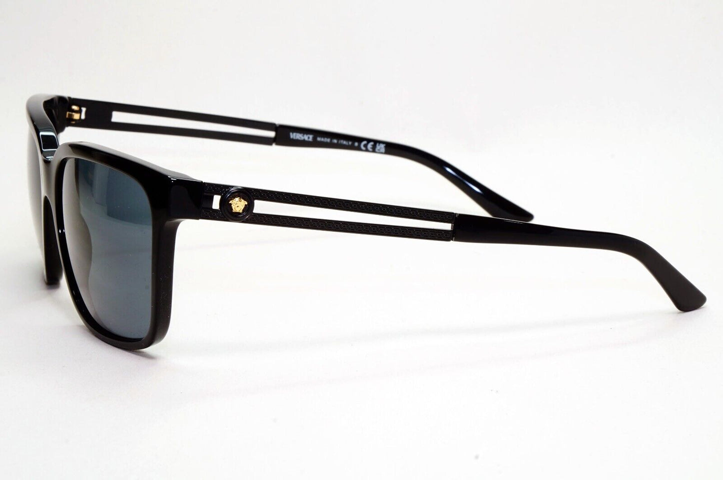 Versace Sunglasses Black Square Gold Medusa Dark Grey MOD VE 4307 5332/87 58mm