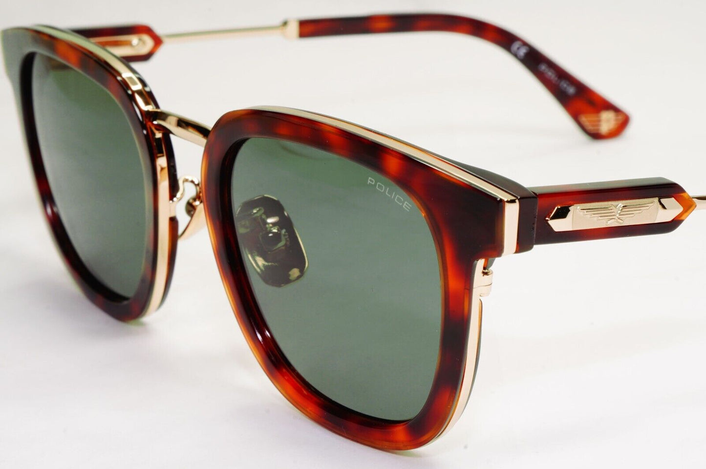 Police Sunglasses Brown Gold Tortoise Green SPL F19 Prince 3 COL 0C10 51mm