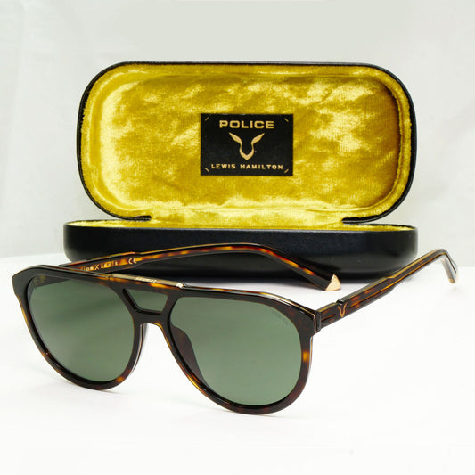Police Lewis Hamilton F1 Sunglasses Brown Green Tortoise Pilot SPL C50 COL 0722
