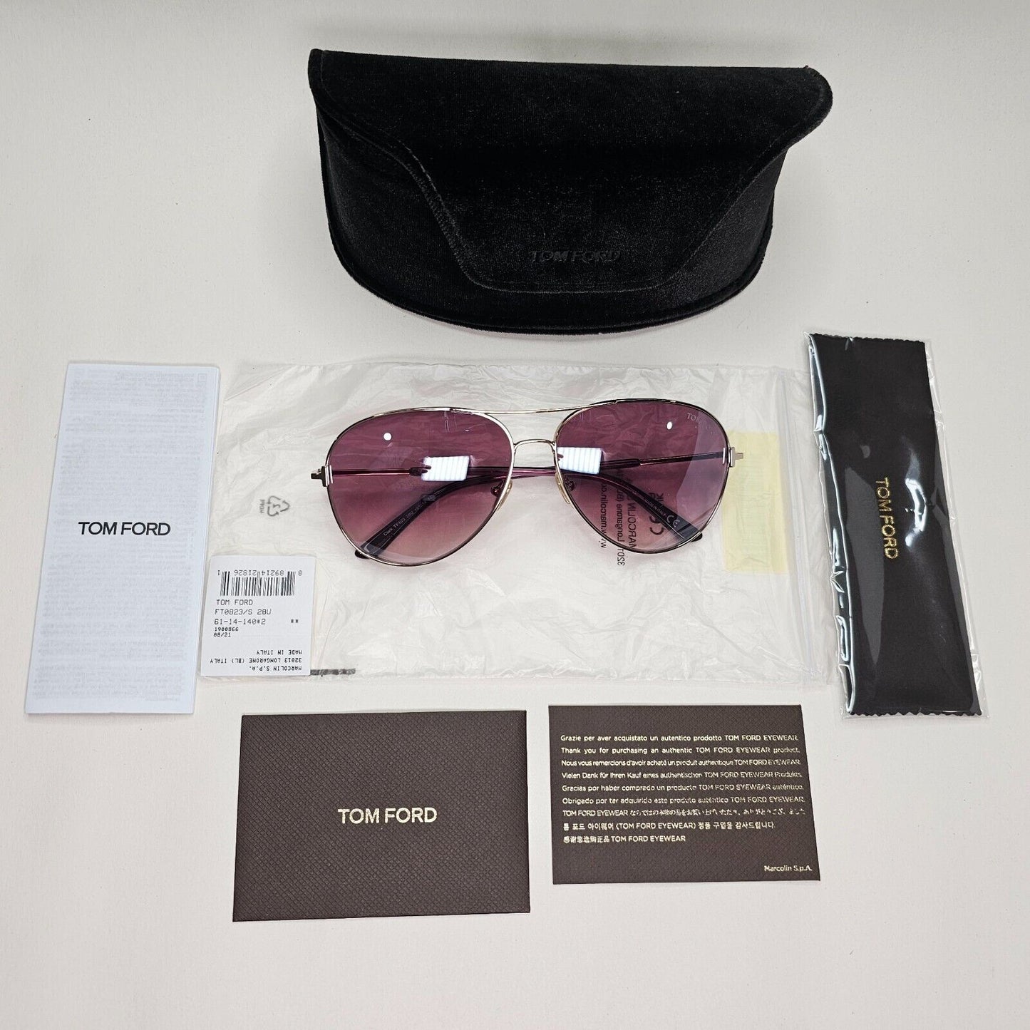 Tom Ford Sunglasses Clark Rose Gold Bordeaux Red Mirror Unisex FT0823 TF 823 28U