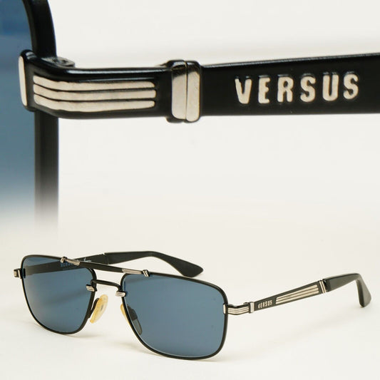 Versus Sunglasses 1996 by Gianni Versace Vintage Navigator Black MOD F04 COL 35M