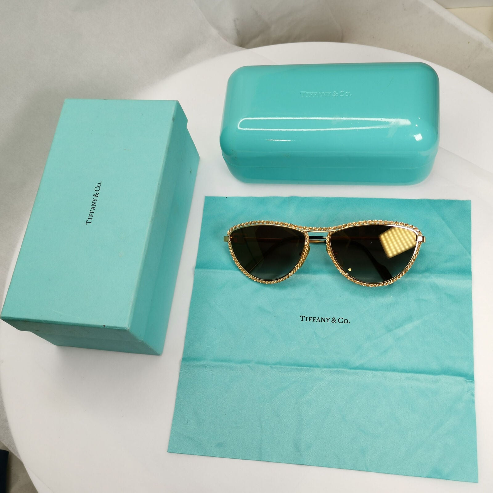 Tiffany 1980s Sunglasses Vintage Gold Plated Chain Soloist T1/03 C4 310323