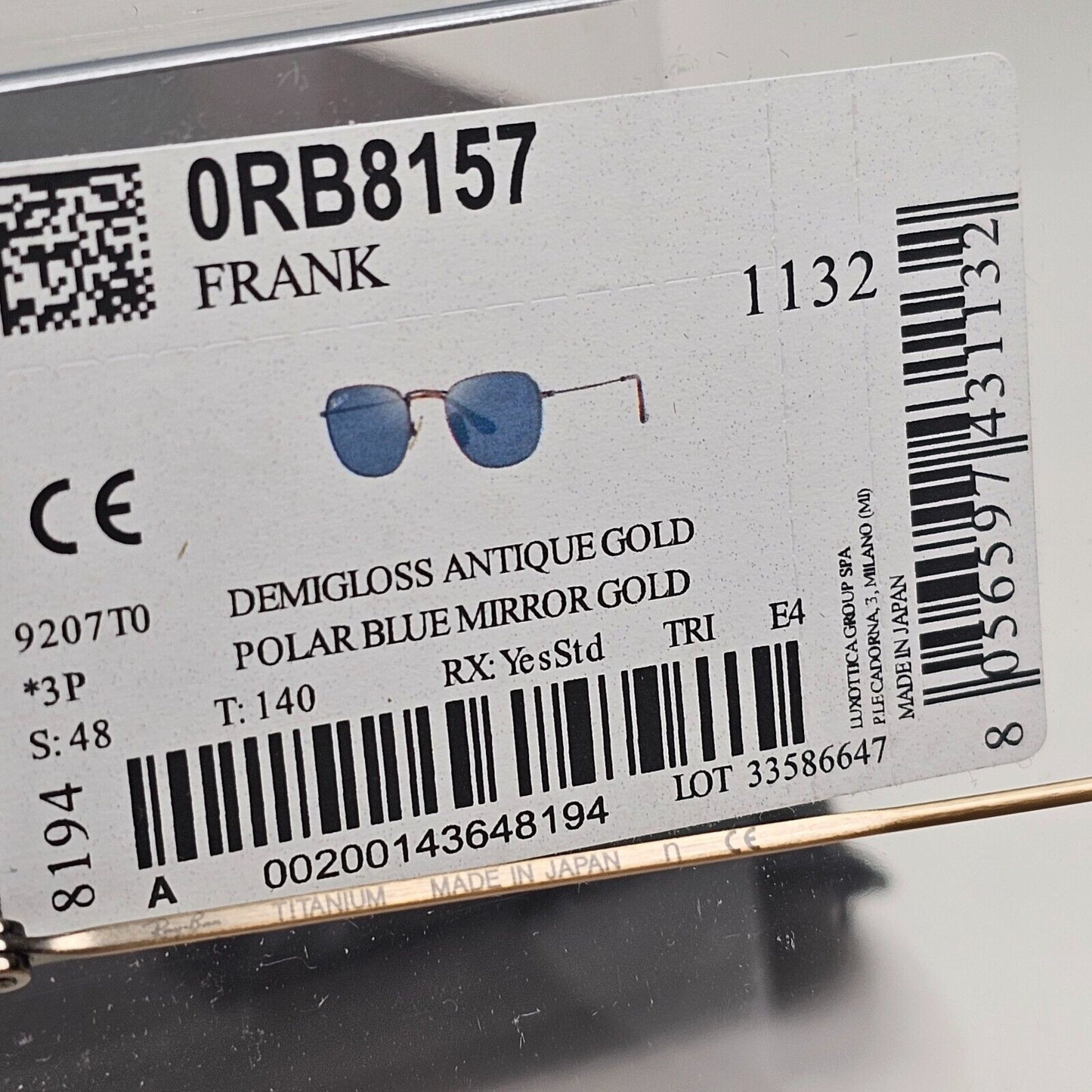 Ray-Ban Sunglasses Frank Titanium Polarised Bronze Blue RB 8157 9207/T0 48mm