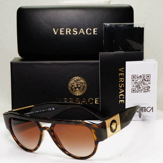 Versace Sunglasses Gold Medusa Brown Tortoiseshell Square MOD VE 4401 108/13