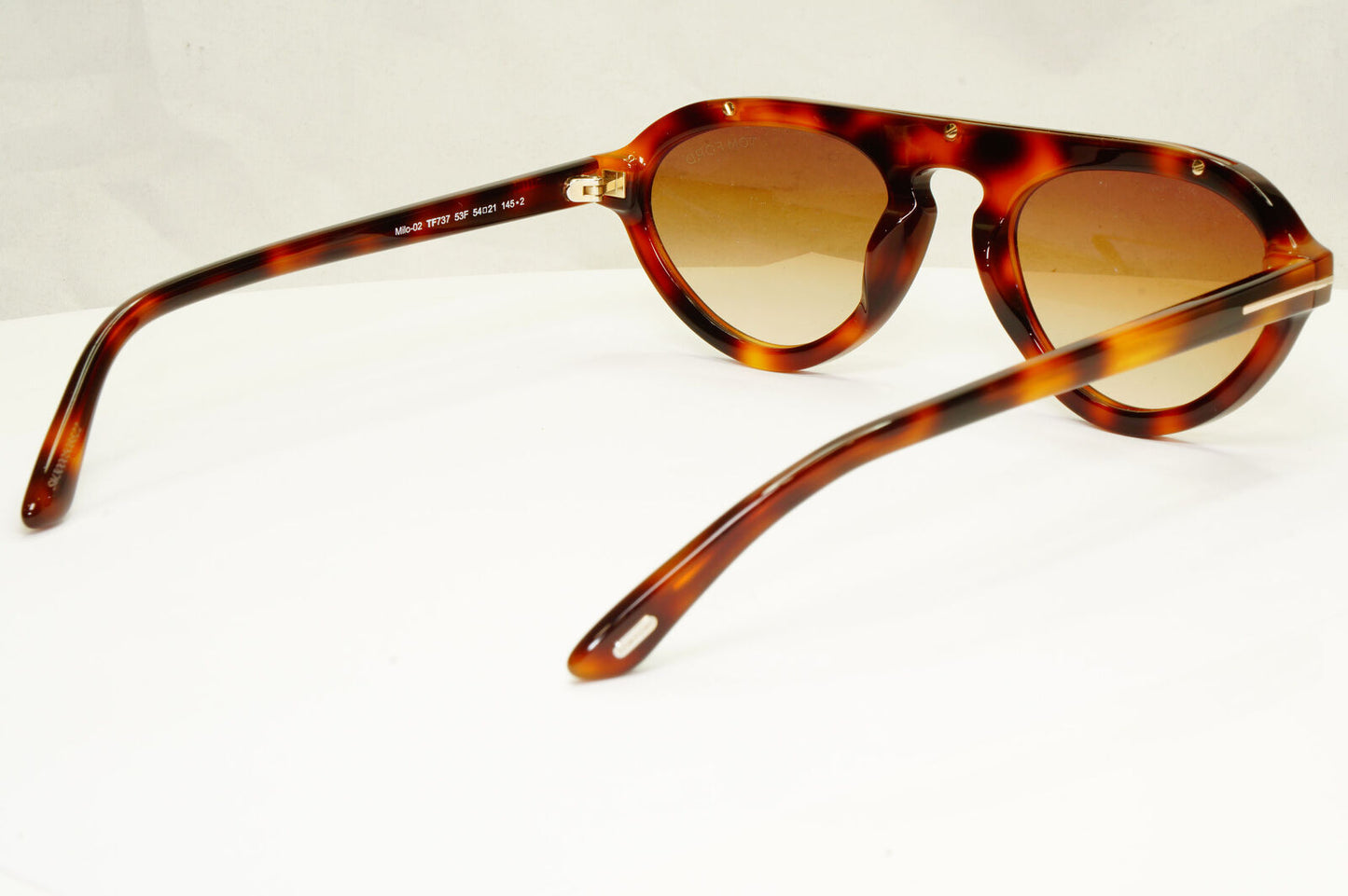 Authentic Tom Ford Mens Havana Light Brown Gold Sunglasses Milo 02 TF 737 53F