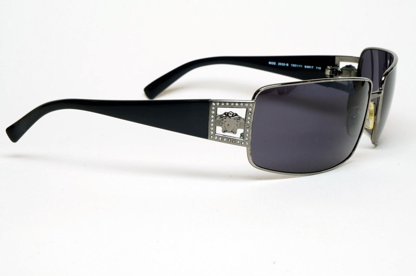Versace Sunglasses 2004 Vintage Black Gunmetal Wrap MOD 2032-B 1001/11 180125