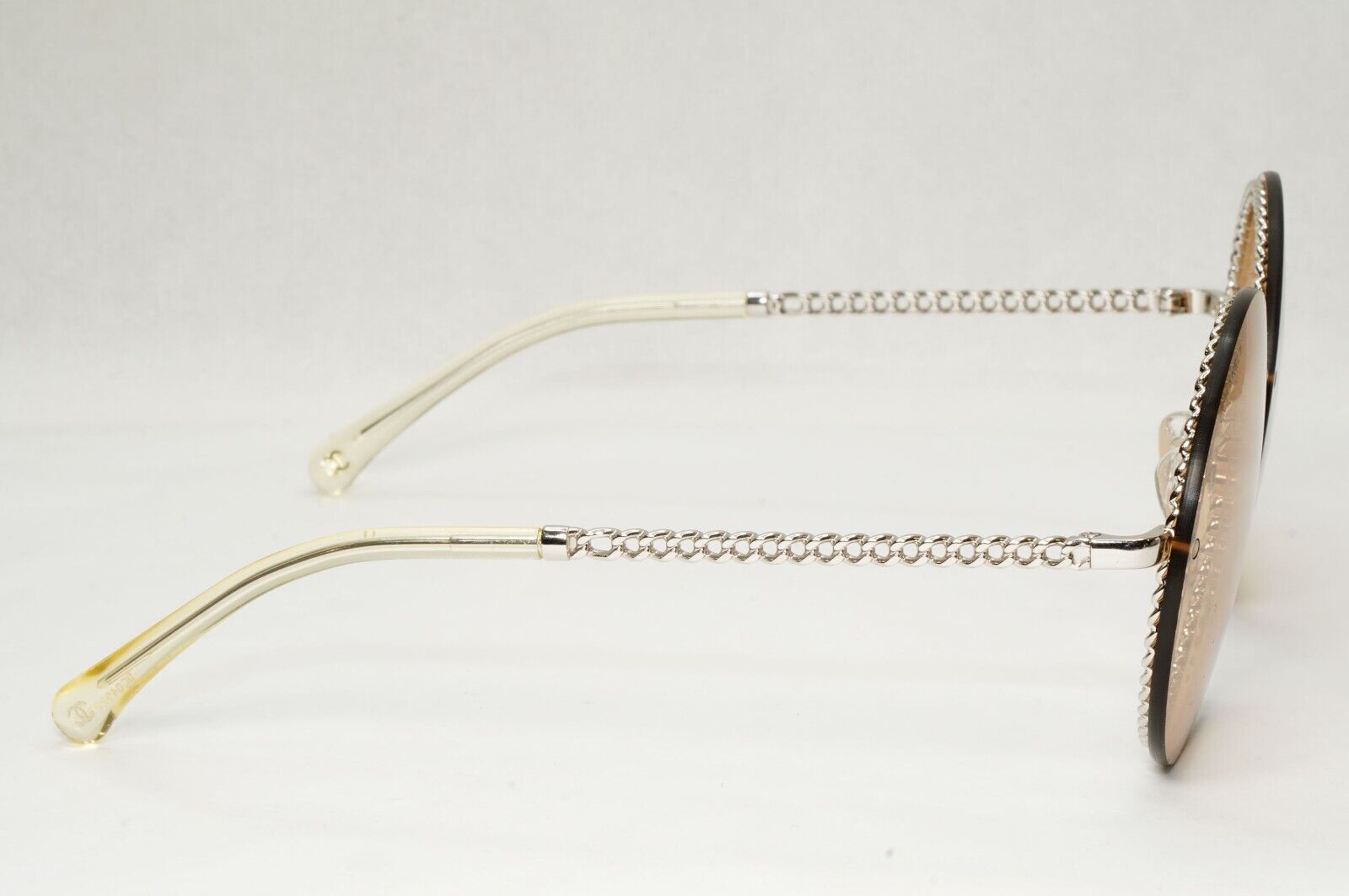 Chanel Sunglasses Chain Round Silver Brown Amber Pale Orange 4245 C124/73 041223