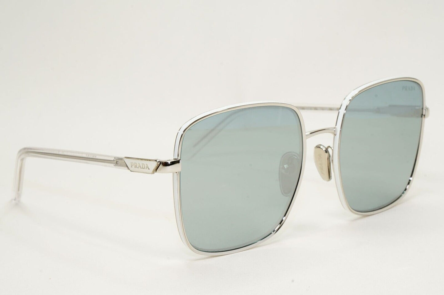 Prada Sunglasses Silver Mirror Large Square Oversized PR55YS SPR 55Y 1BC-02R