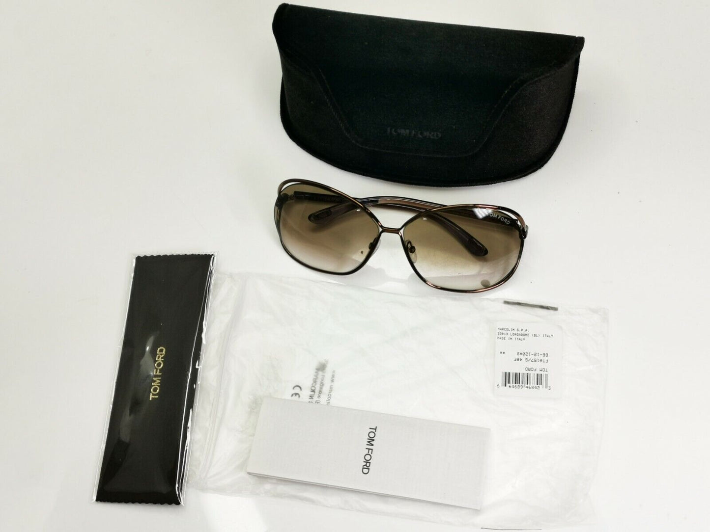Authentic TOM FORD Womens Sunglasses Shiny Bronze Brown Carla TF157 48F 34462