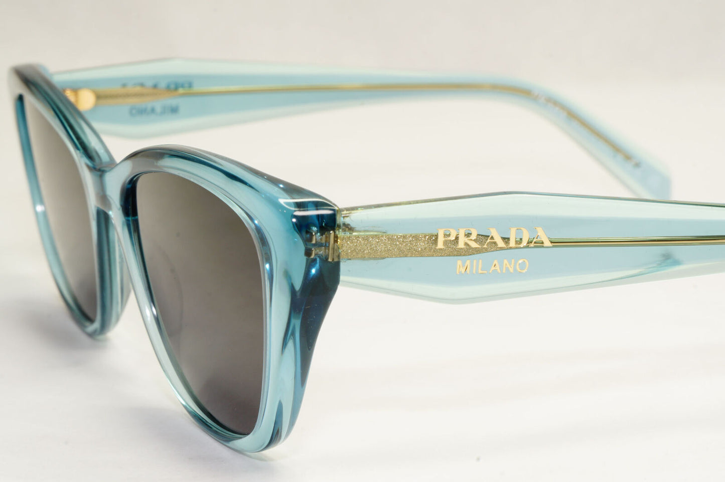 Prada Sunglasses Turquoise Transparent Black Square PR19WV VPR 19W 16J-1O1 51mm