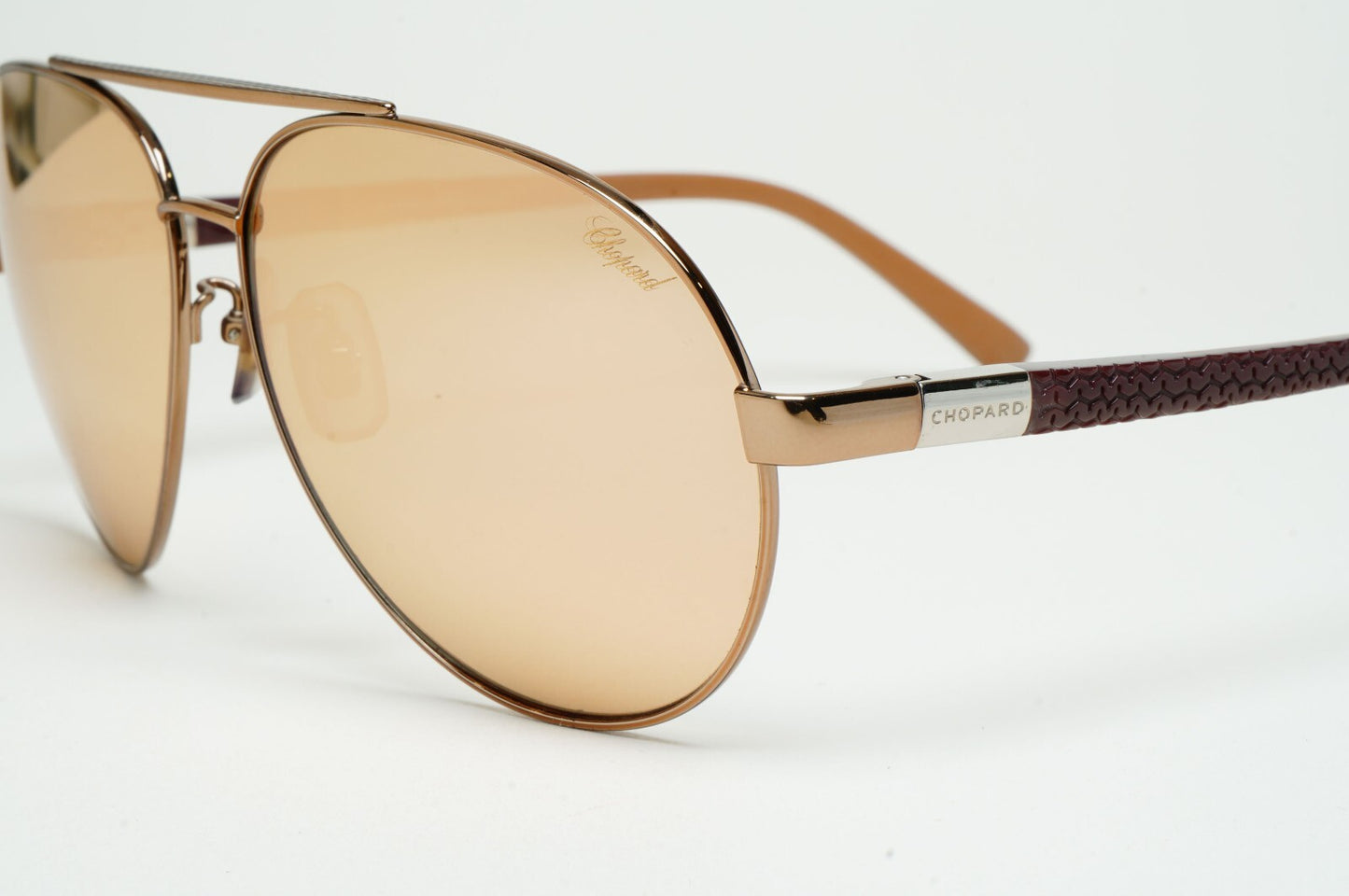 Chopard Sunglasses Titanium Glass Pilot Gold Brown SCH880V 668G 61mm 130225