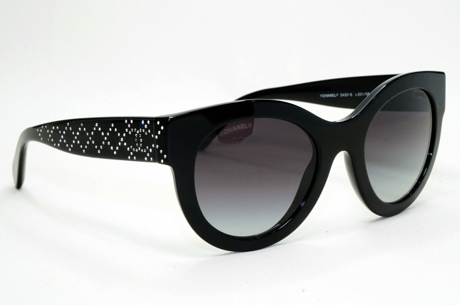 Chanel Sunglasses Black Diamante Rhinestone Square Large 5420-B c.501/S6 51mm
